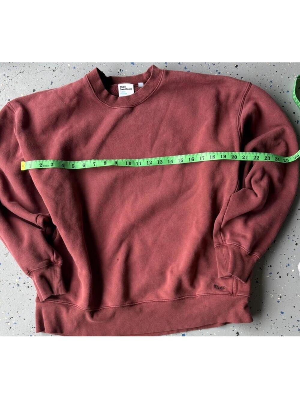 TNA Aritzia Sweater Cozy Boyfriend Fit Crew Neck Pullover Sweatshirt Maroon L - Picture 3 of 5